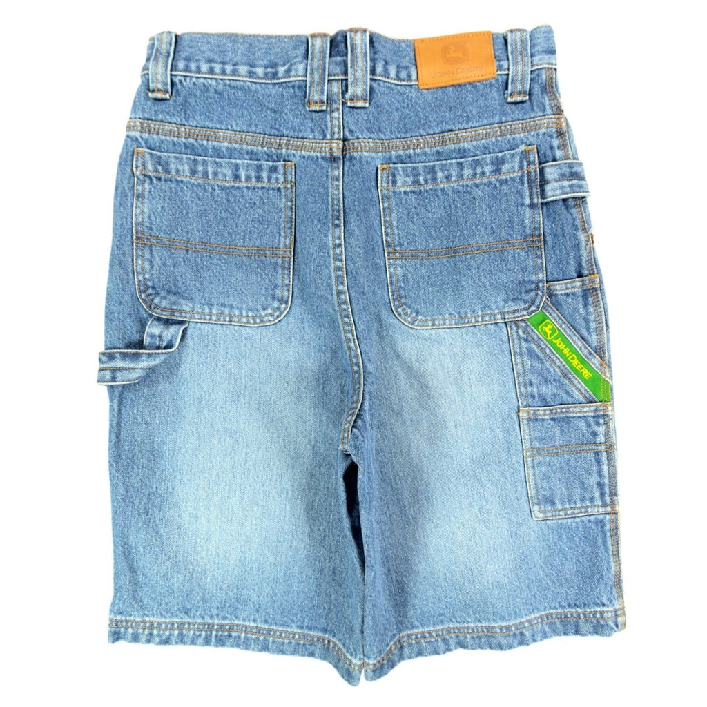 John Deere Y2K Carpenter Denim Shorts Boys 16 Stone Wash Blue NWT Vintage Style - take2supply