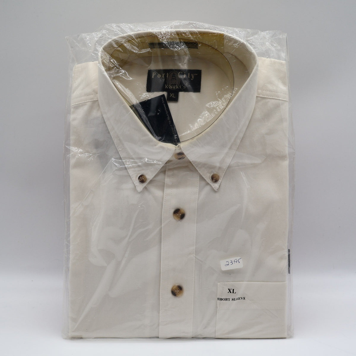 Port City Khakis Shirt Mens XL Vintage Cream Cotton Short Sleeve Button Down - take2supply