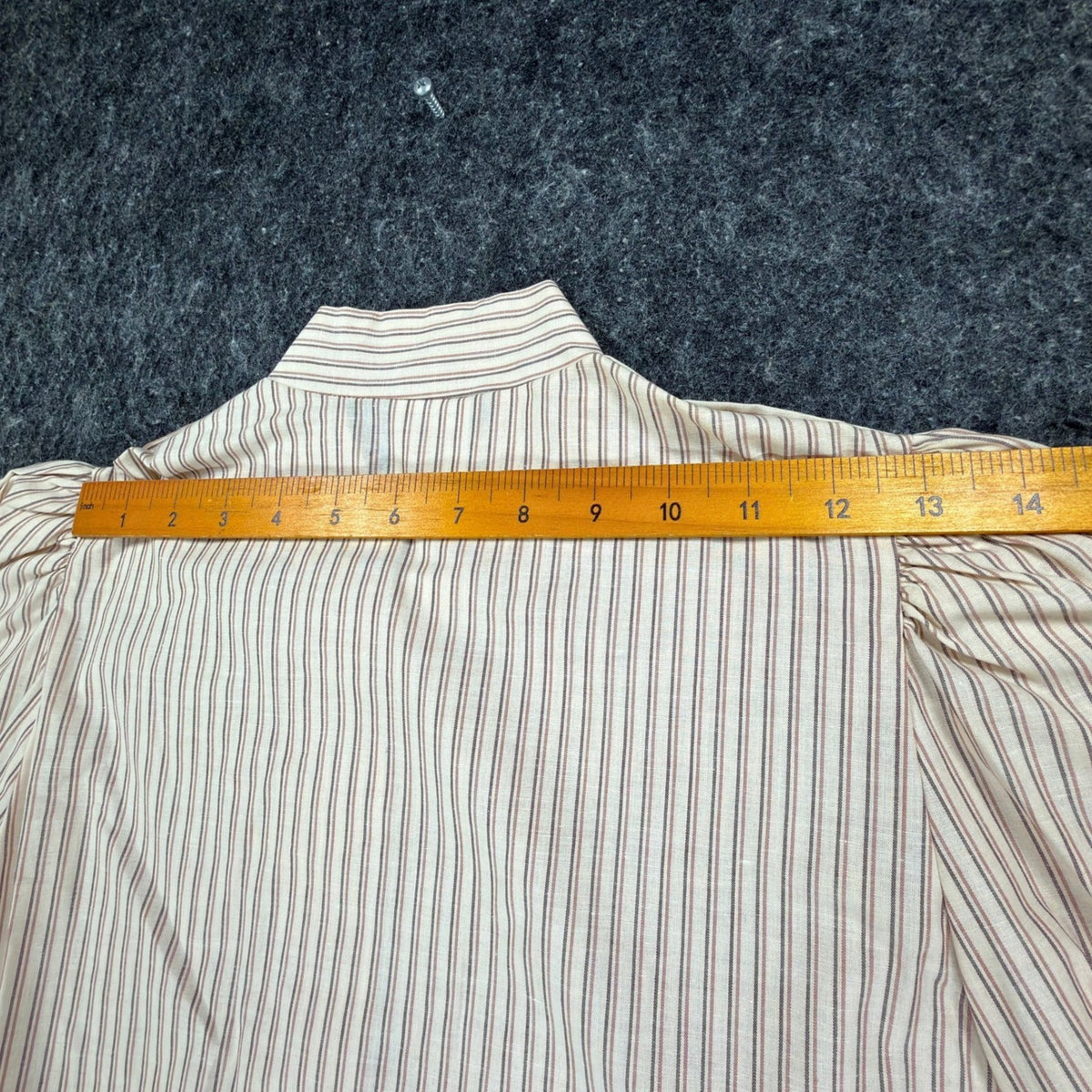 Fancy Free Vintage 80s Puff Sleeve Blouse Womens 5 Tan Striped New - take2supply