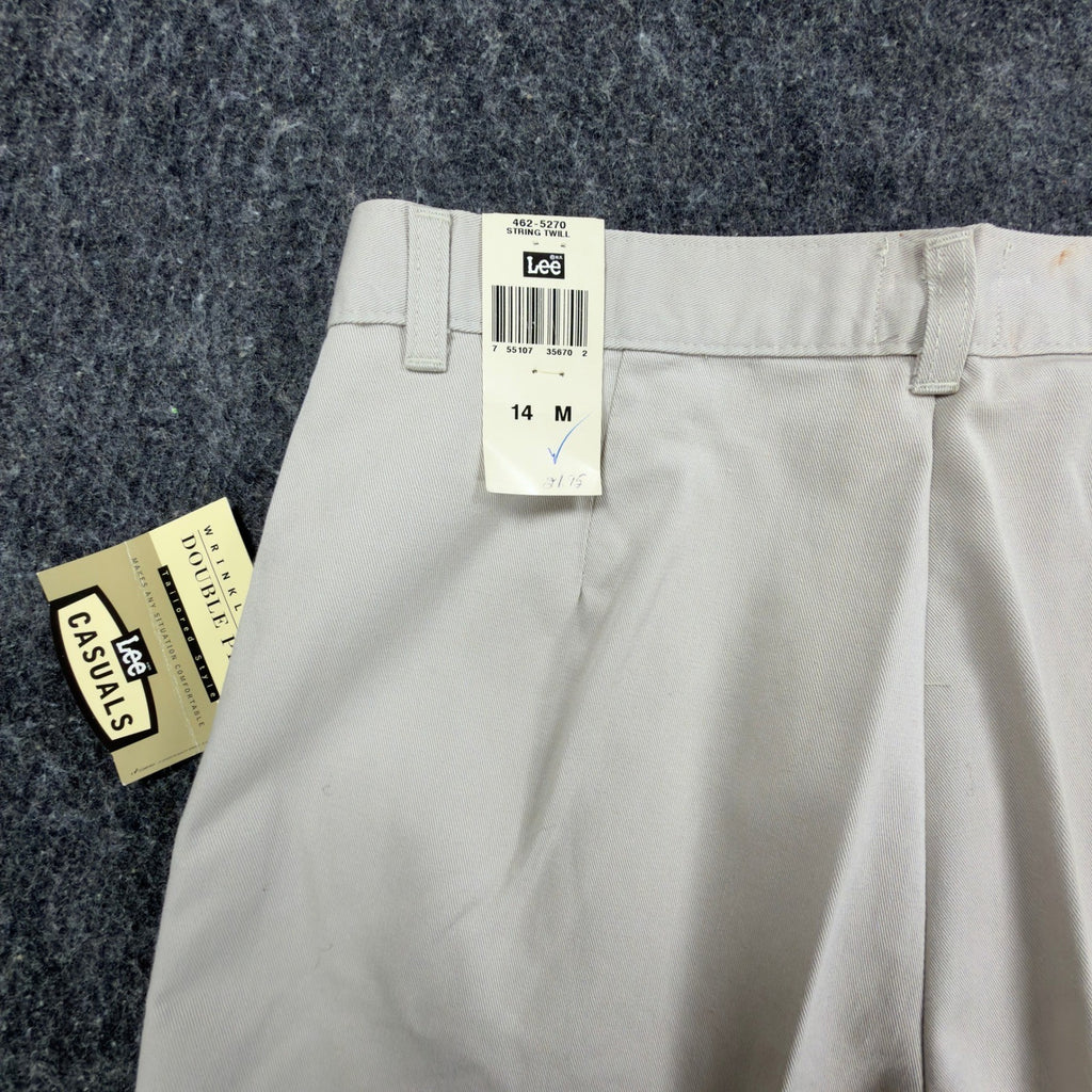 Lee Vintage 90s Pleated Shorts Womens 14 M Beige Cotton Twill NWT Deadstock - take2supply
