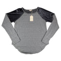 Hem & Thread Top Womens Small Gray Ribbed Knit Velvet Raglan Sleeve Shirt NEW - take2supply
