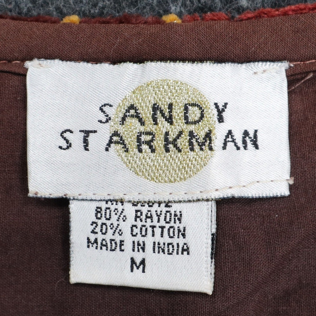 Sandy Starkman Patchwork Vest Womens M Vintage 90s Velvet Embellished Boho Brown - take2supply