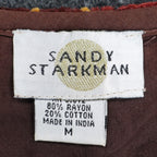 Sandy Starkman Patchwork Vest Womens M Vintage 90s Velvet Embellished Boho Brown - take2supply