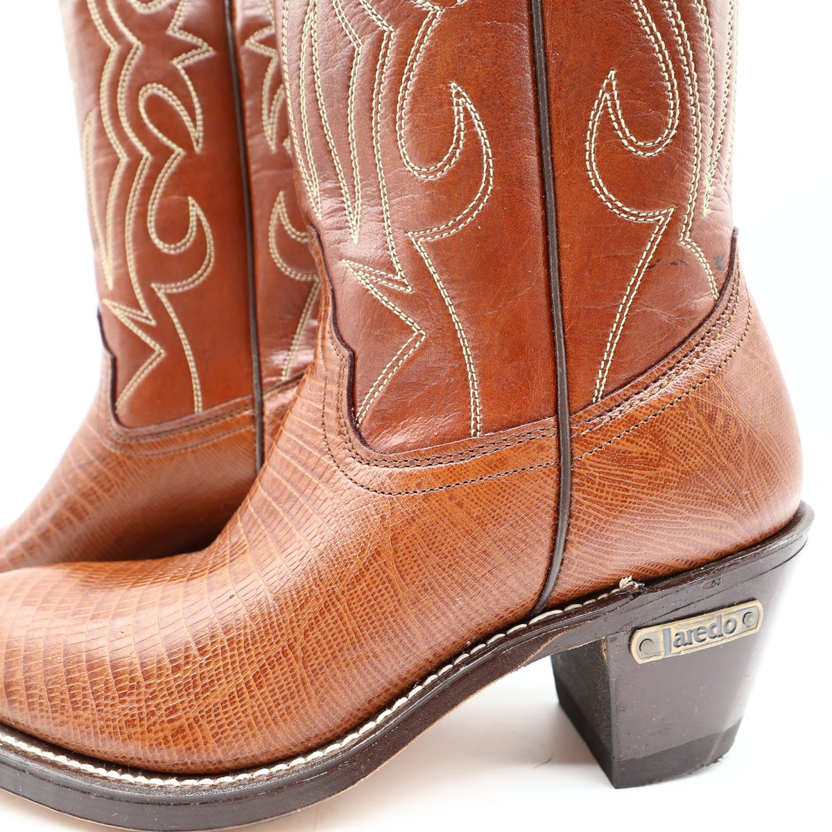 Laredo Vintage 90s Western Cowboy Boots Womens 6 B Brown Lizard Print NWT Box - take2supply