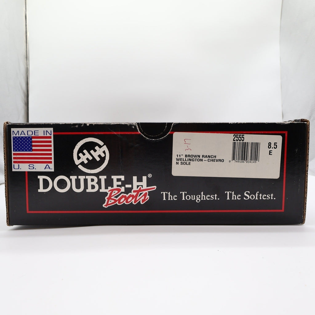 Side of the Double-H shoebox with product labels