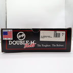 Side of the Double-H shoebox with product labels