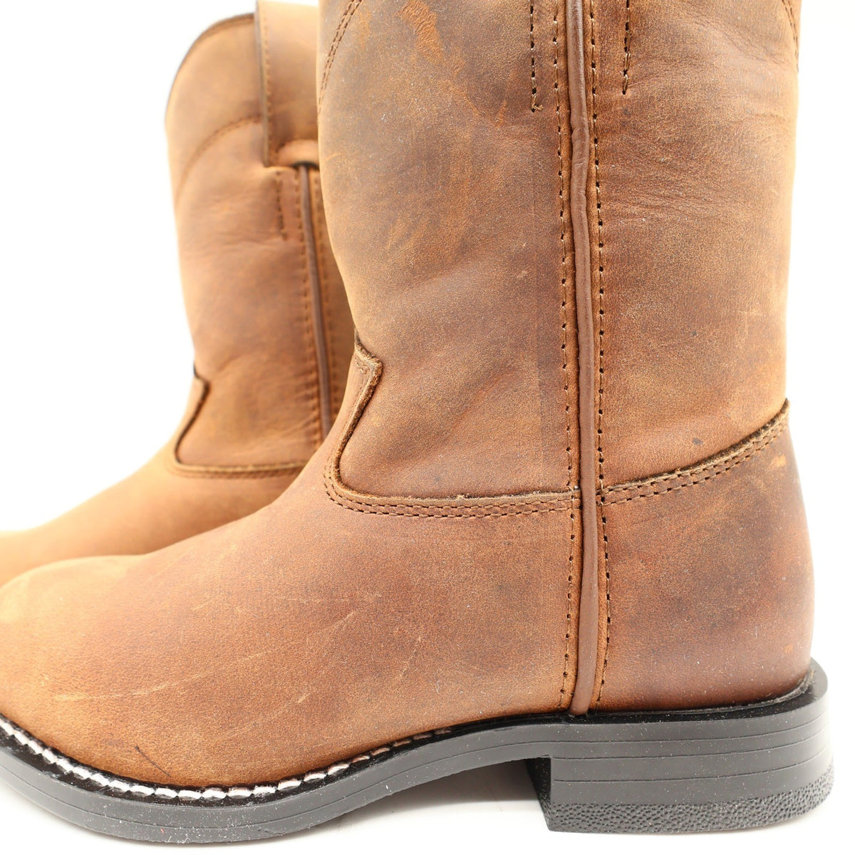 Justin 3410C Kids Western Boots 11D Brown Leather NWT Deadstock Cowboy - take2supply