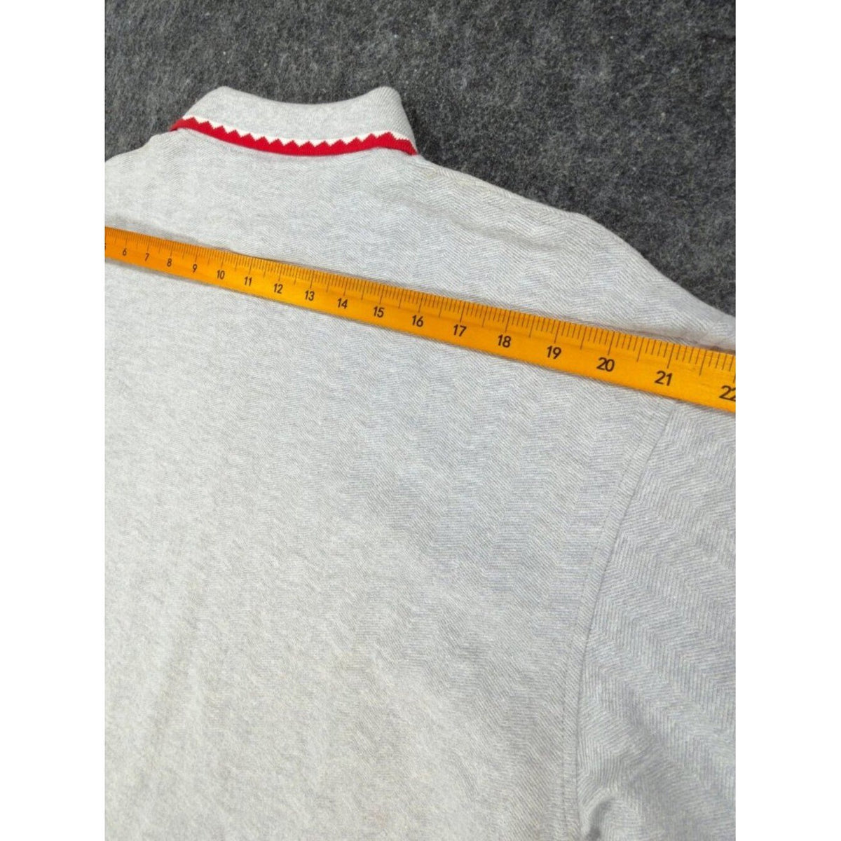 Vintage Cotton Deluxe Casuals Polo Shirt Mens Large Gray Red ZigZag Collar 90s - take2supply