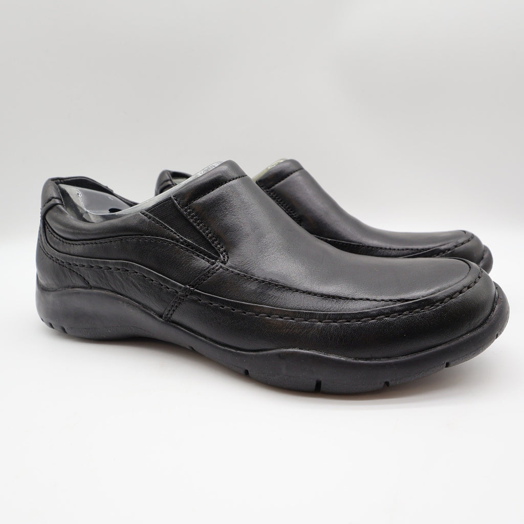 Hush Puppies Zone Slip On Loafers Mens 10 M Black Leather Comfort Shoes H100050 - take2supply