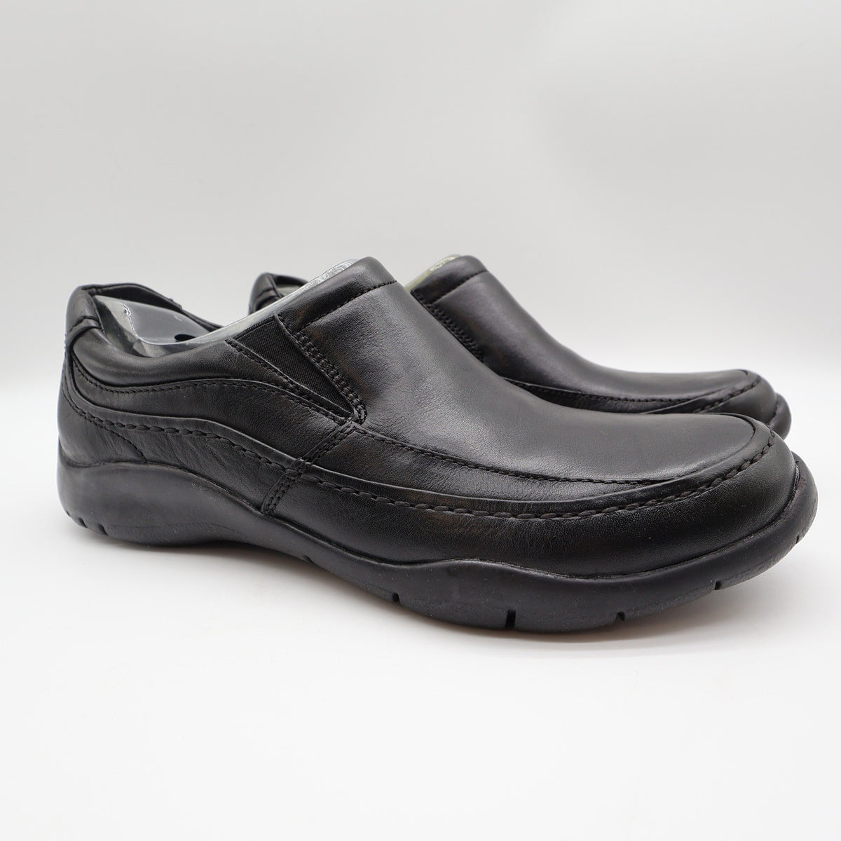 Hush Puppies Zone Slip On Loafers Mens 10 M Black Leather Comfort Shoes H100050 - take2supply