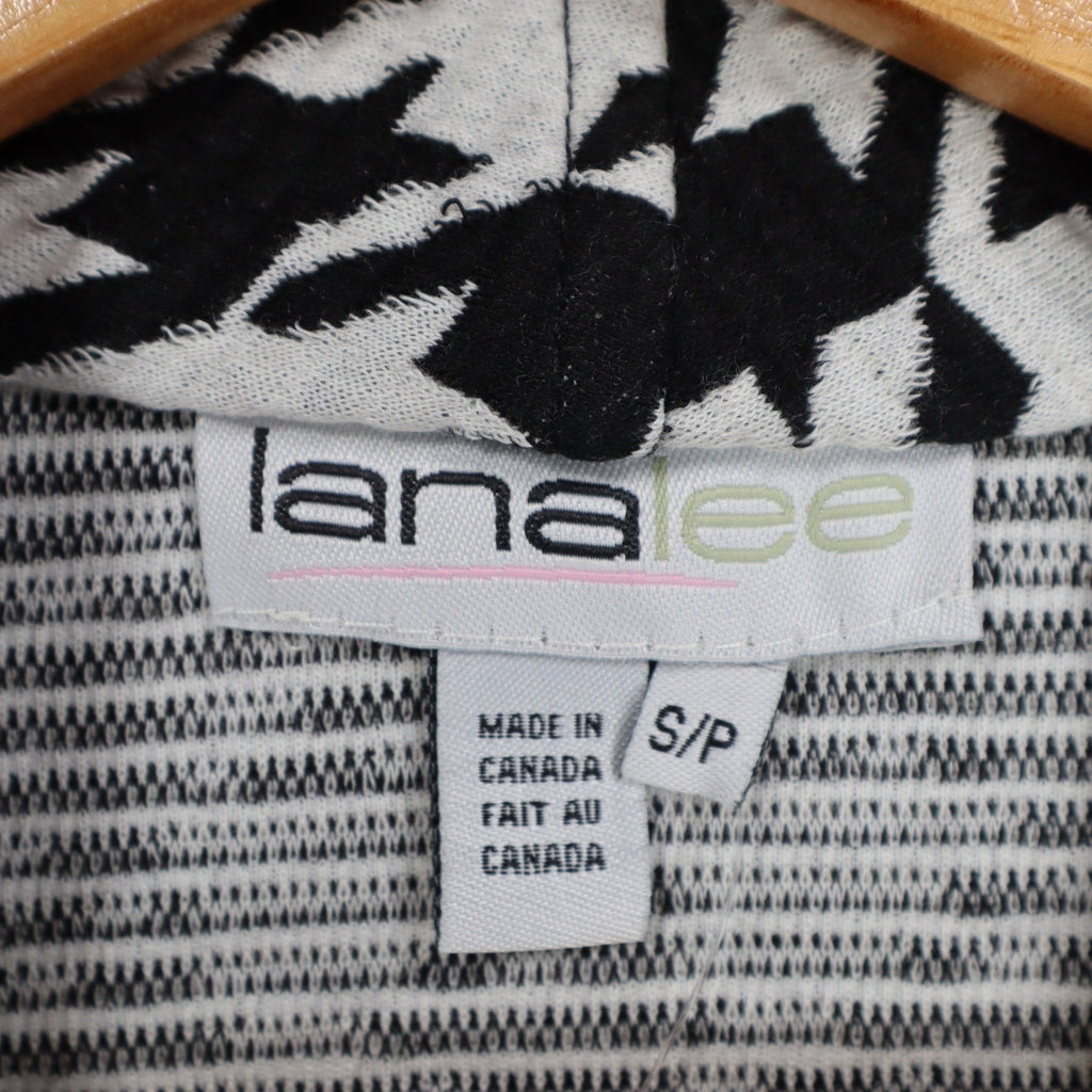 Lanalee Cardigan Women Small Black White Houndstooth Open Front Made in Canada - take2supply