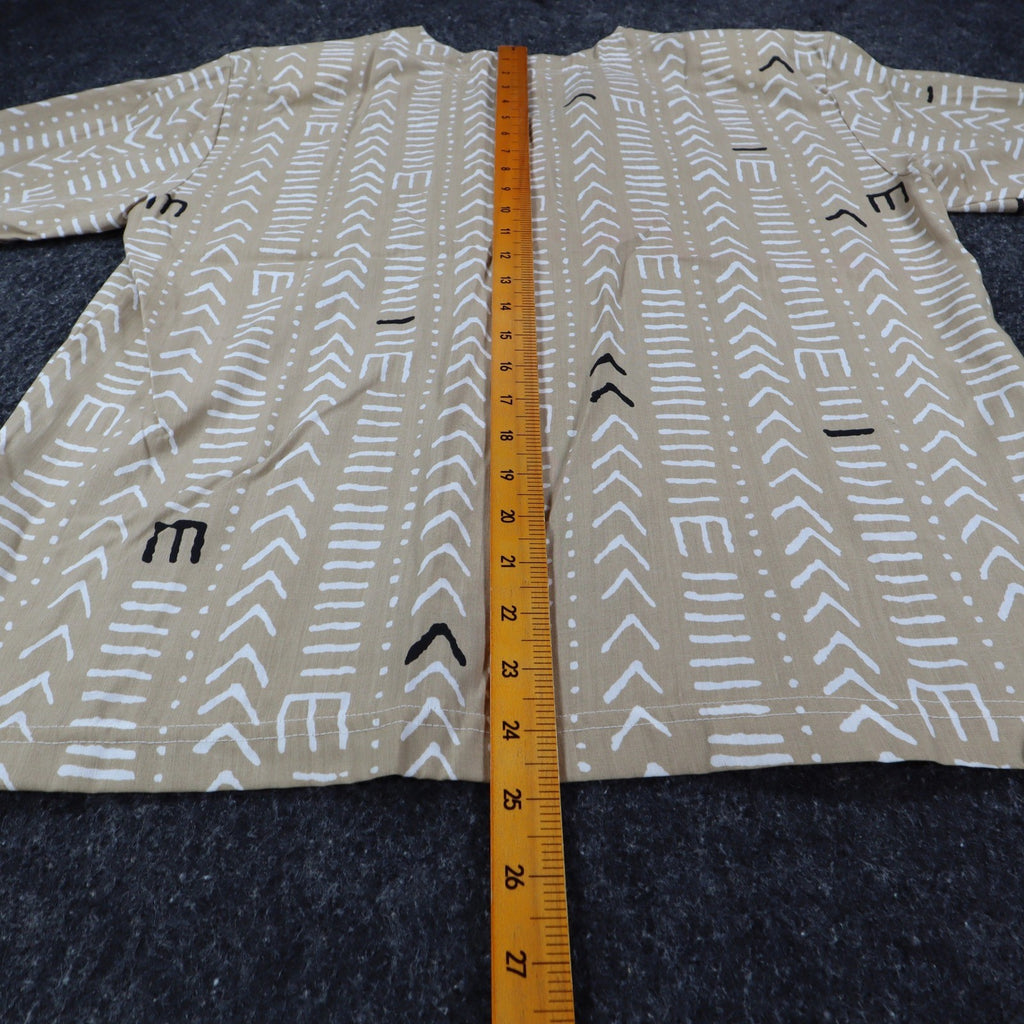 Donnkenny Classics Blouse Womens Small Vintage 90s Khaki Mudcloth Print USA NWT - take2supply