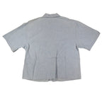 New Expressions Ruffle Shirt Womens M Vintage 80s Light Blue Cotton Boxy USA - take2supply