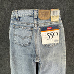 Levis 550 Jeans Boys 11 Slim Vintage 90s Light Acid Wash Denim Made in USA NWT - take2supply