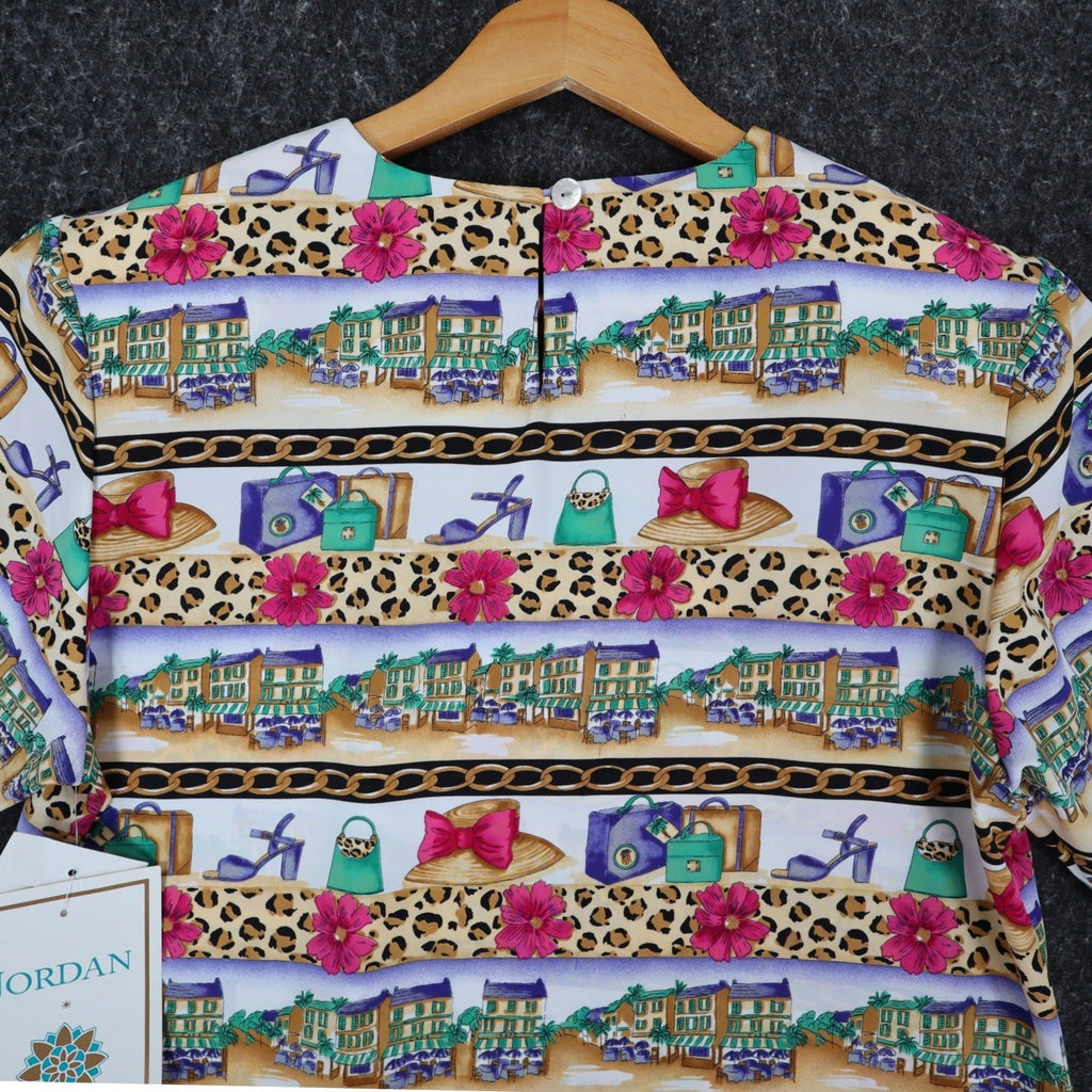 Jordan Top Womens Small Vintage 90s Novelty Print Leopard Chain Link SS NWT - take2supply
