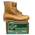 Cedar Crest Moc Toe Work Boots Mens 7.5 E Vintage Tan Leather Wedge Sole 9555 - take2supply