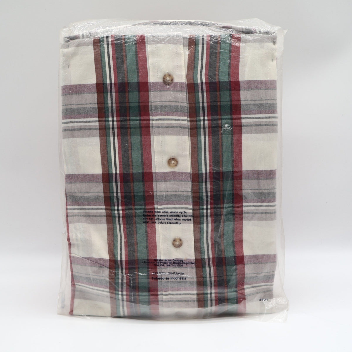 Van Heusen 417 Plaid Button Down Shirt Mens Medium Vintage 90s Deadstock Red - take2supply