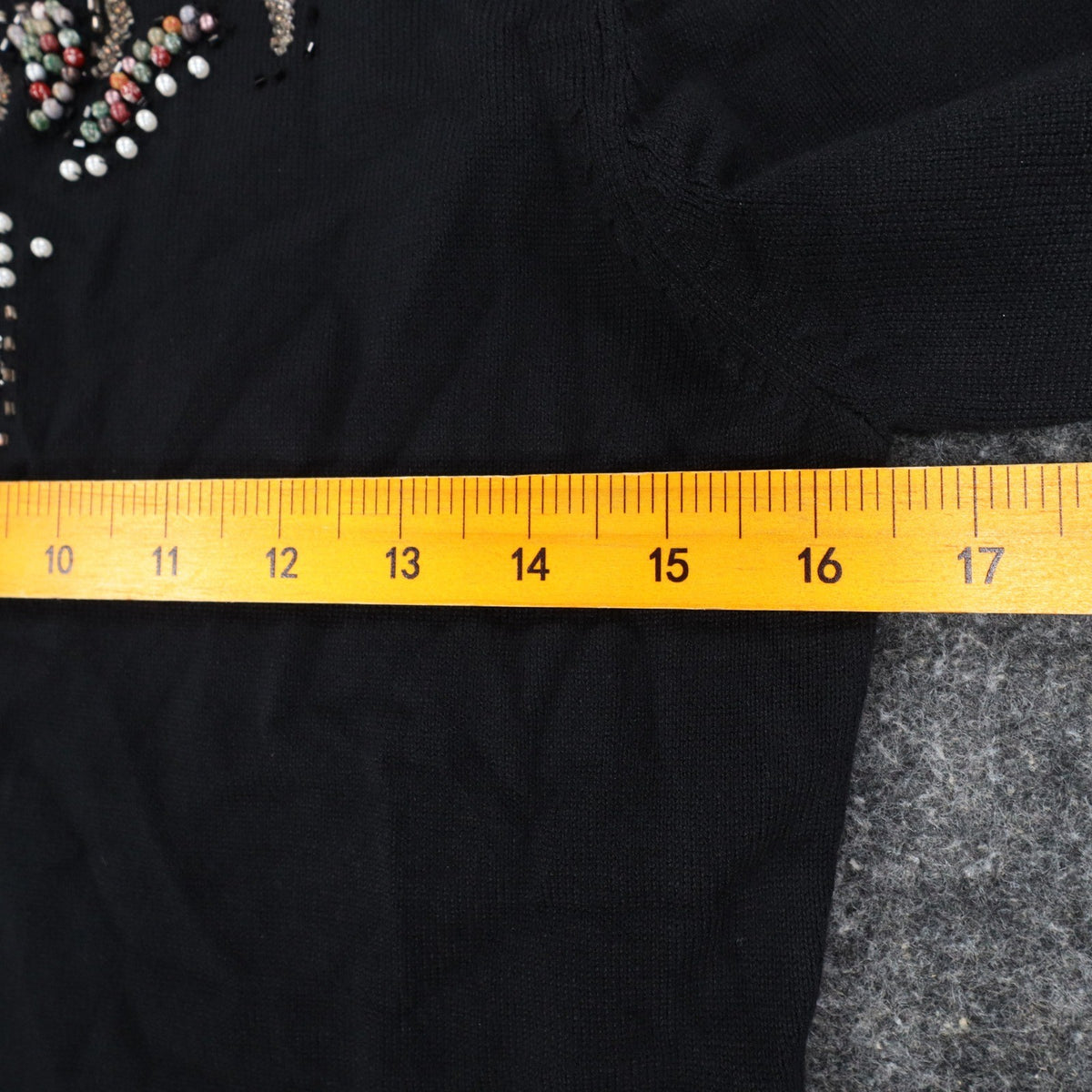 Carducci Beaded Embellished Top Womens Size S Black Rayon Blend 3/4 Sleeve NEW - take2supply