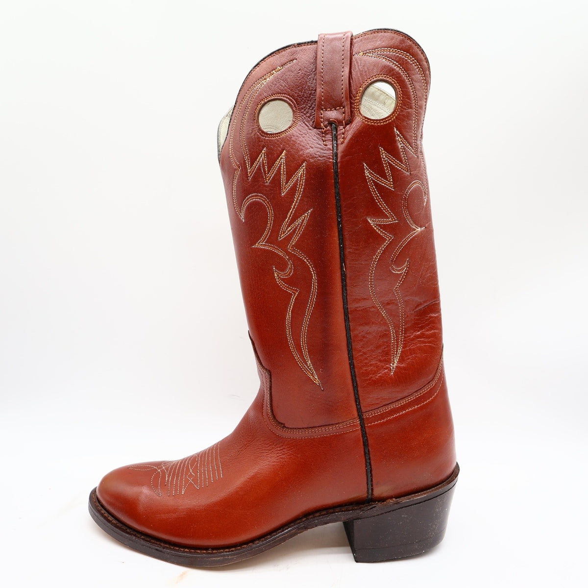Acme Vintage Western Cowboy Boots Mens 9.5 D Cognac Leather New - take2supply