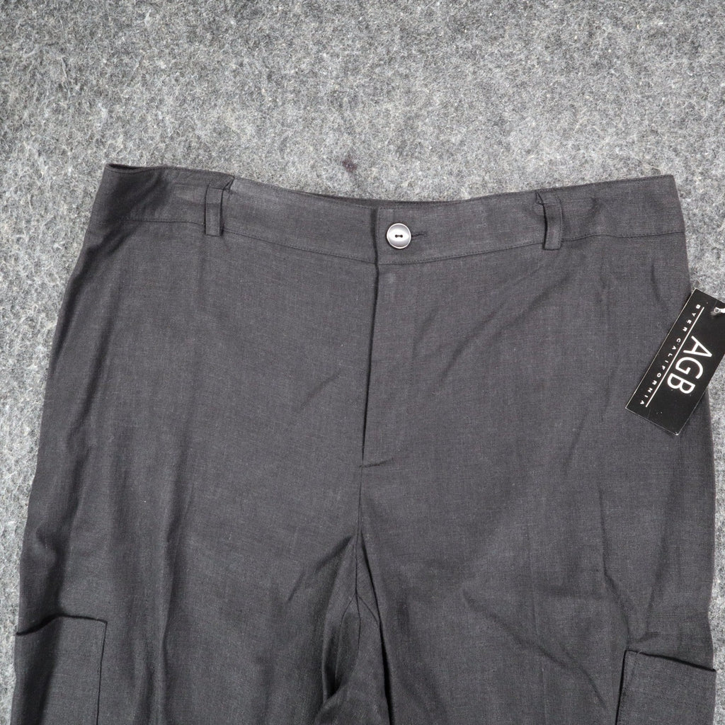 AGB Byer California Cargo Pants Womens 12 Vintage Y2K Black Linen Rayon Utility - take2supply
