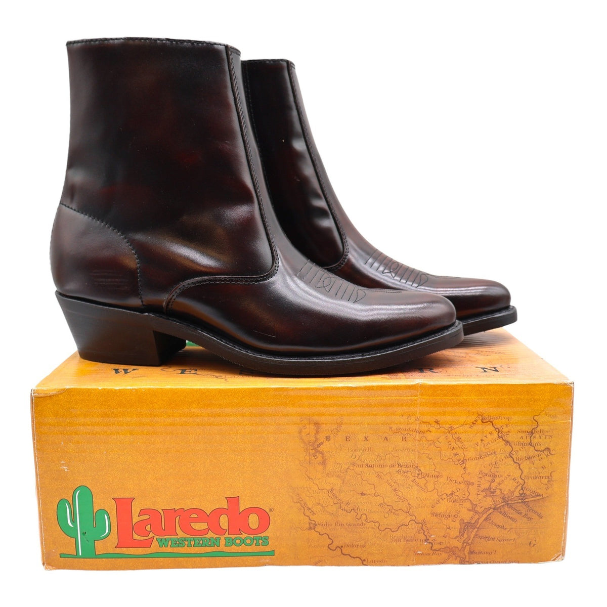 Laredo Zip Trucker Boots Mens 9.5 D Burnt Apple Leather Western Cowboy 62008 - take2supply