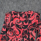 A. Byer Top Womens Small Y2K Red Black Floral Swirl Faux Wrap Twist Front NWT - take2supply