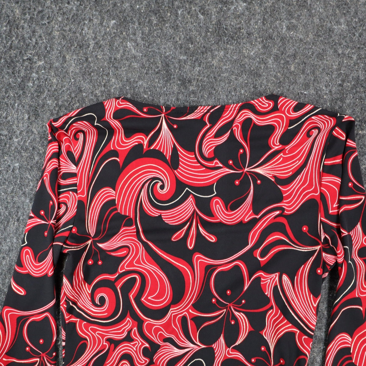 A. Byer Top Womens Small Y2K Red Black Floral Swirl Faux Wrap Twist Front NWT - take2supply