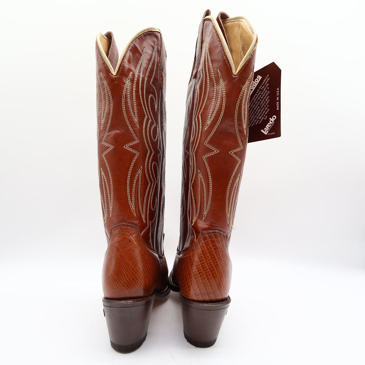 Laredo Vintage 90s Western Cowboy Boots Womens 6 B Brown Lizard Print NWT Box - take2supply