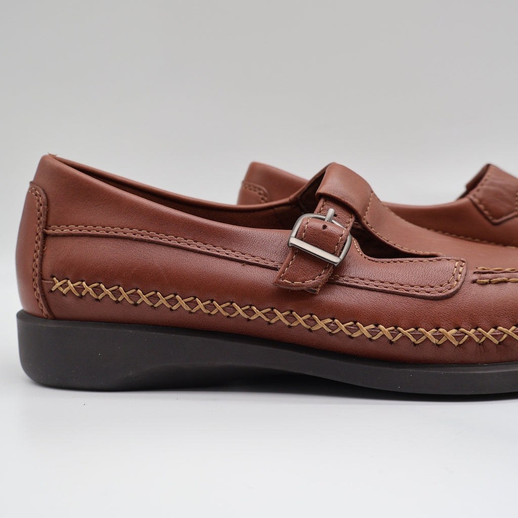 Dexter T-Strap Loafers Womens 8 Vintage Cognac Leather Faith Comfort Classics - take2supply