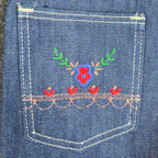 Young Maverick Jeans Girls 7 Regular Blue Cotton Straight Floral Vintage 80s NOS - take2supply