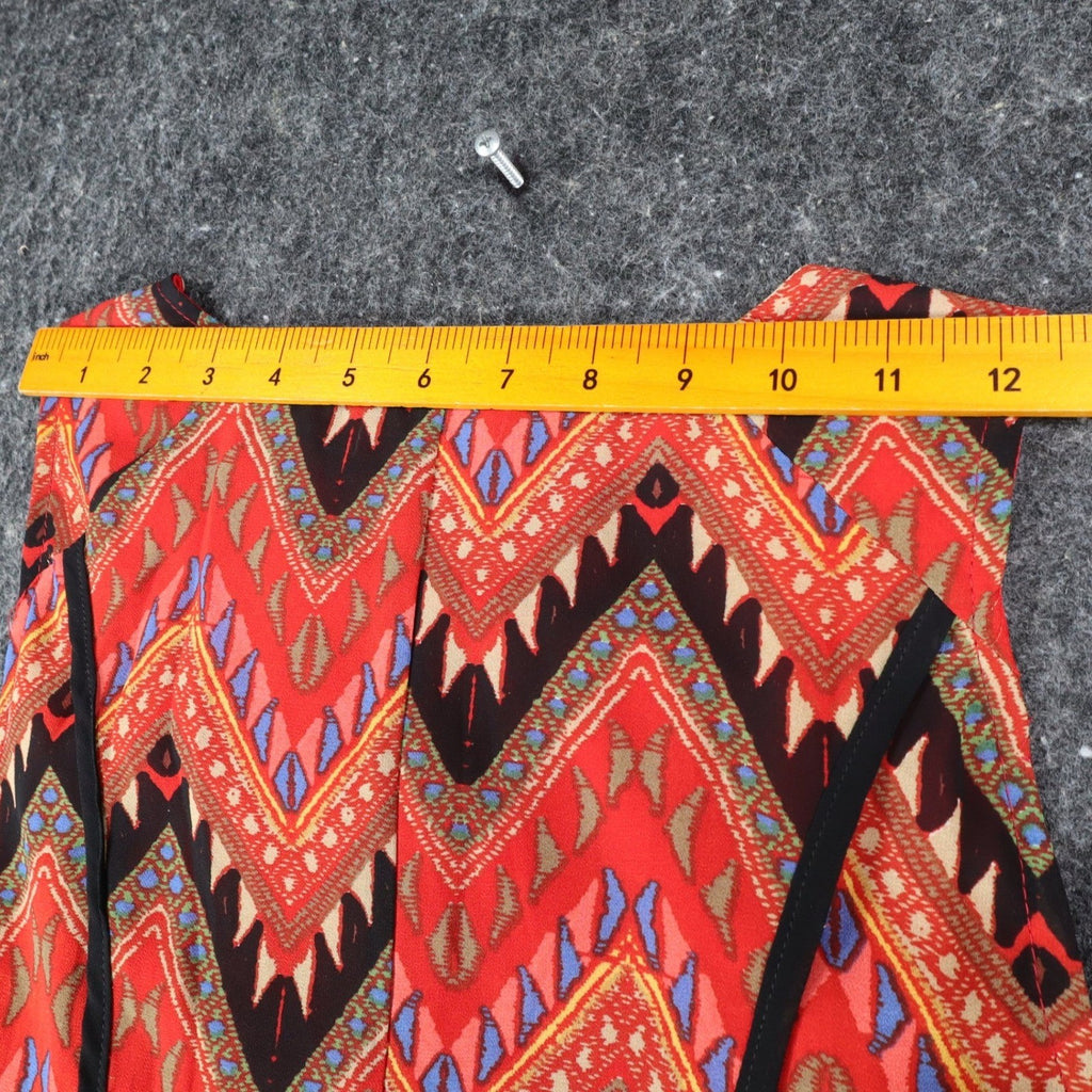 Esley Collection Dress Womens Small Red Geometric Chevron Handkerchief Hem NWT - take2supply