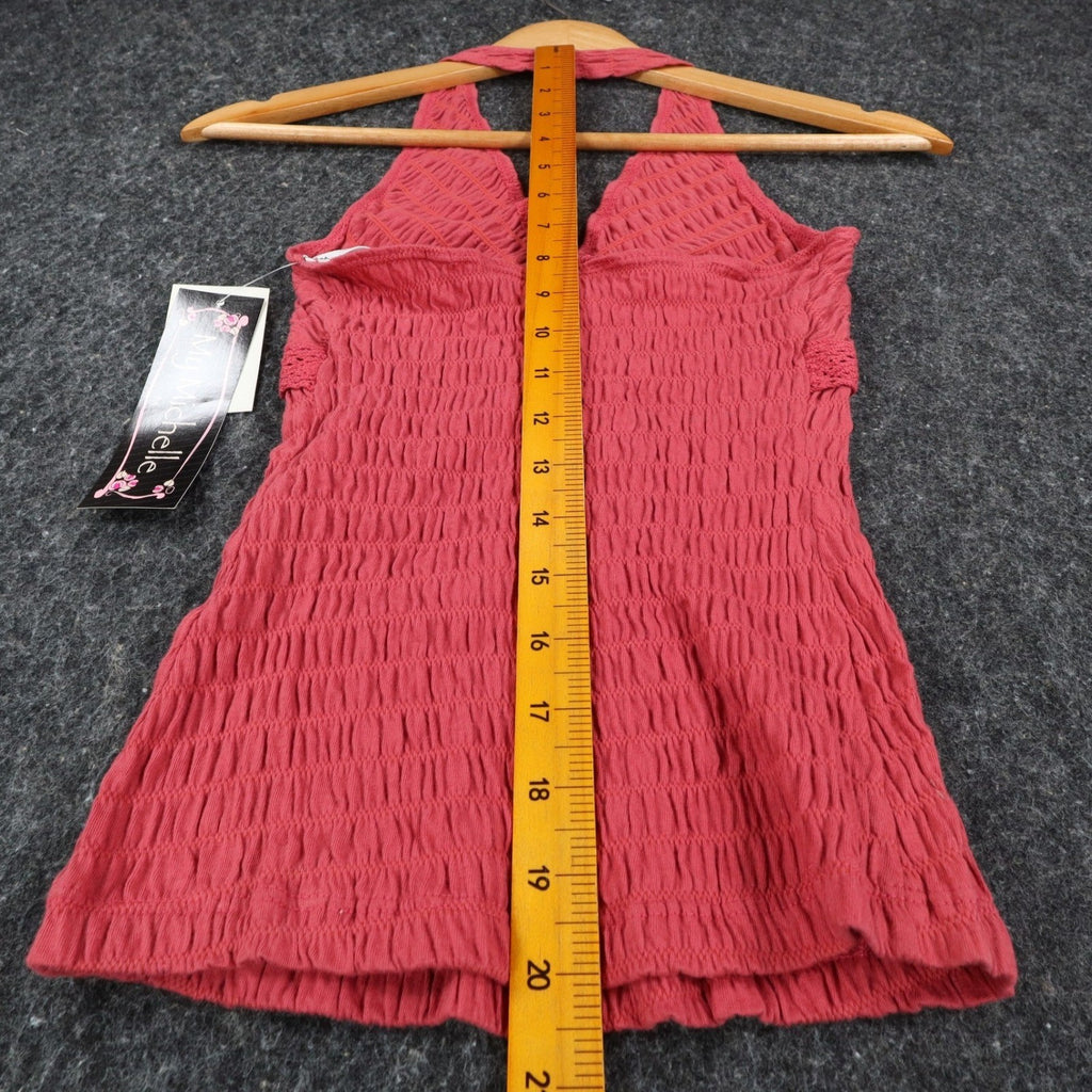 My Michelle Halter Top Womens Medium NWT Pink Cotton Smocked Y2K Boho - take2supply