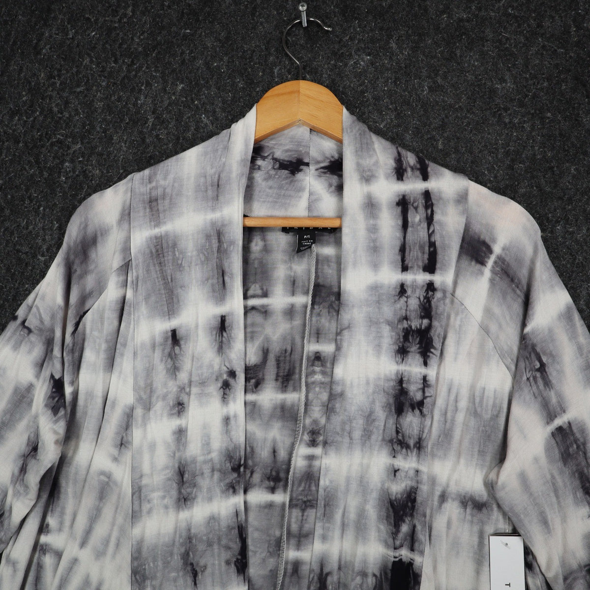 Tribal Cardigan Womens Small Gray Tie Dye Open Front Lightweight Jersey Knit NEW - take2supply