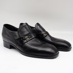 Fortune Shoes Loafers Mens 10 Vintage 70s Black Leather Square Toe Deadstock - take2supply