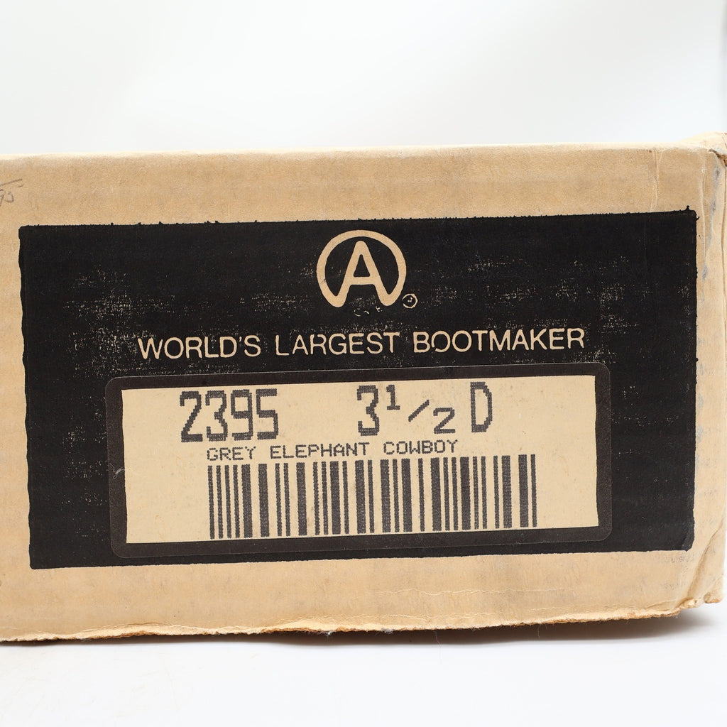 Acme 80s Western Boots Youth 3.5 D Grey Elephant Print Leather NIB 2395 Vintage - take2supply