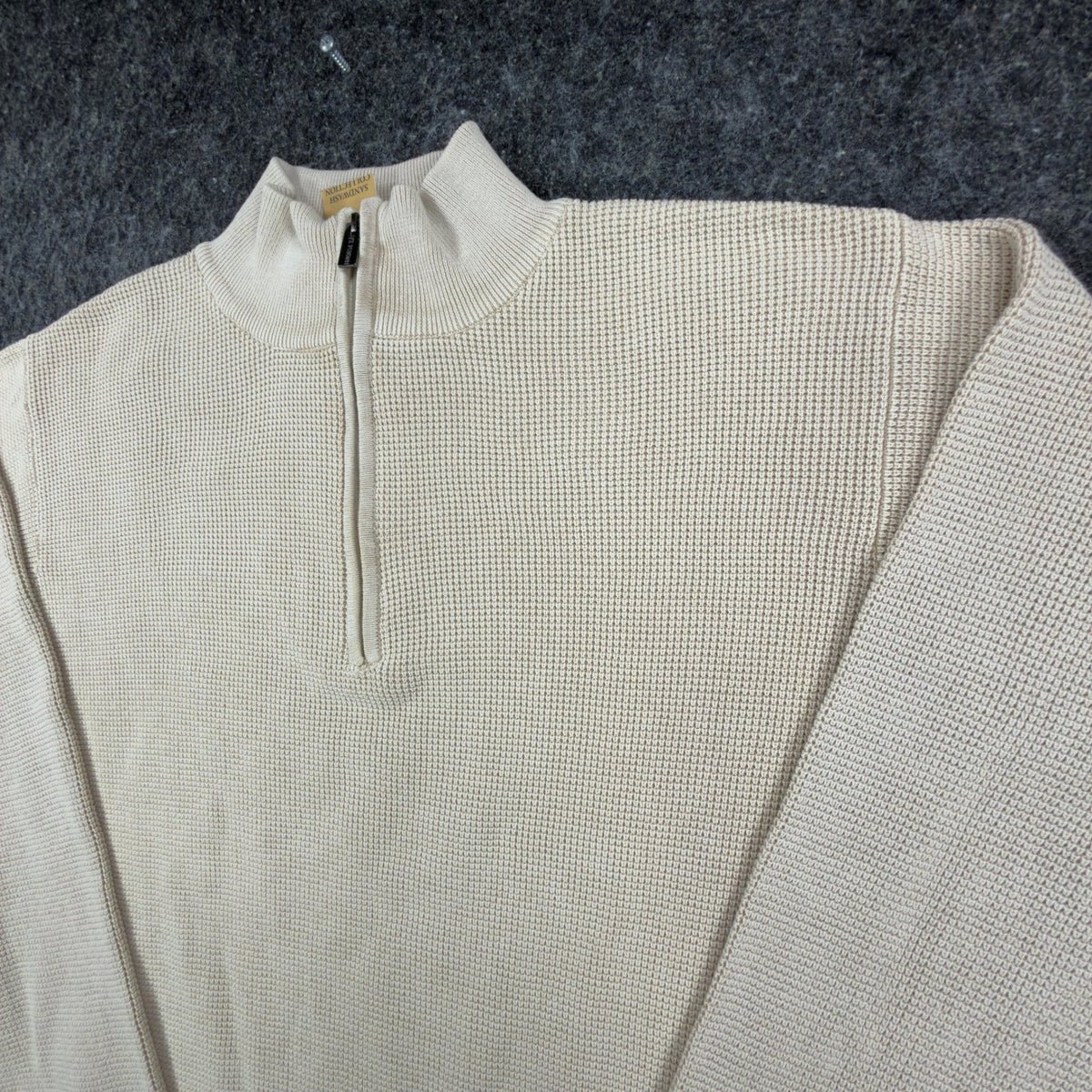 F/X Fusion Quarter Zip Sweater Mens Medium Putty Cotton Sandwash NWT C692 - take2supply