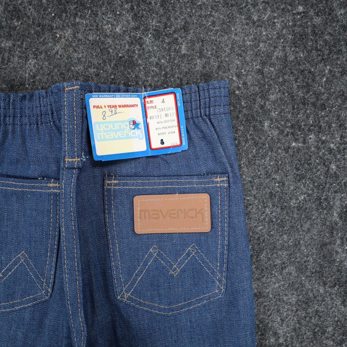 Young Maverick Boot Jean Kids 4 Vintage 70s Blue Denim Deadstock USA 75M16WD - take2supply