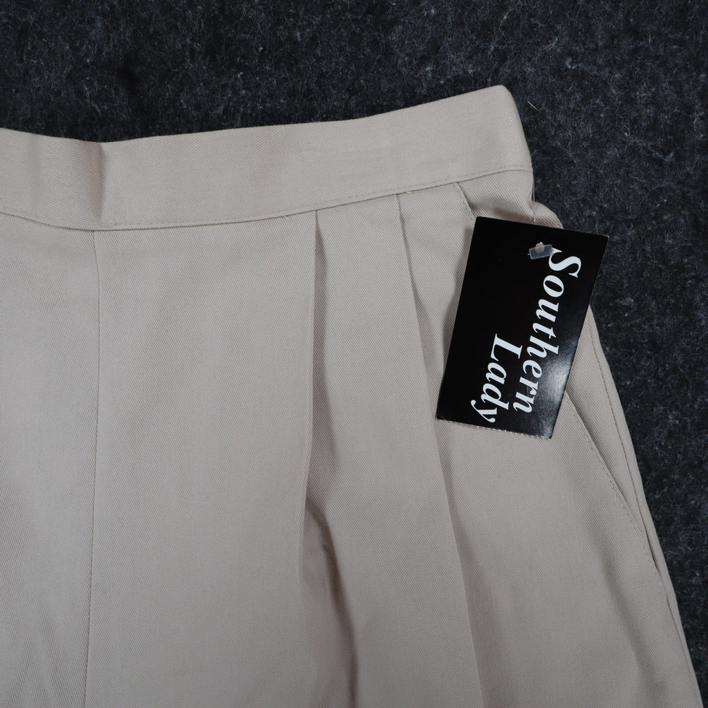 Southern Lady Culottes Womens 10 Vintage 90s Khaki Twill Pleated Wide Leg Shorts - take2supply