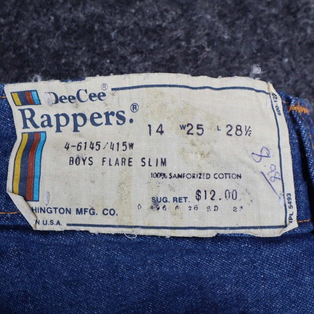 DeeCee Rappers Vintage 70s Flare Jeans Boys 14 W25 L28.5 Blue Cotton USA NWT - take2supply