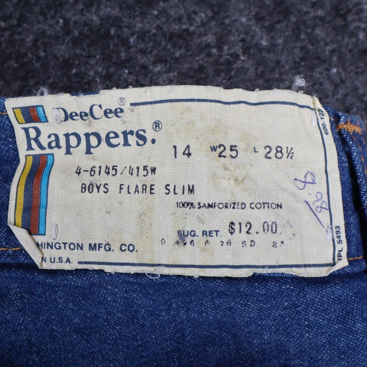 DeeCee Rappers Vintage 70s Flare Jeans Boys 14 W25 L28.5 Blue Cotton USA NWT - take2supply