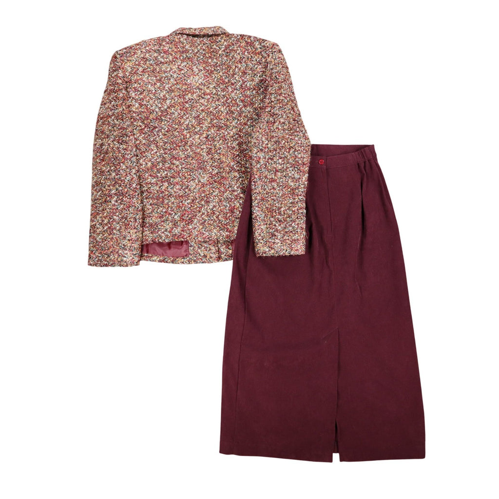 N Touch Womens Size 10 2pc Skirt Suit Set Berry Chenille Jacket & Midi Skirt NEW - take2supply