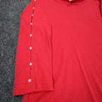N Touch Top Womens Small Red Cotton Blend Rhinestone Split Sleeve Macintosh - take2supply