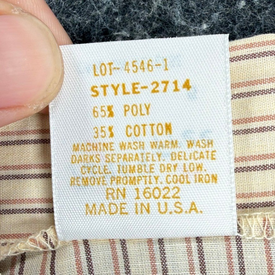 Fancy Free Vintage 80s Puff Sleeve Blouse Womens 5 Tan Striped New - take2supply