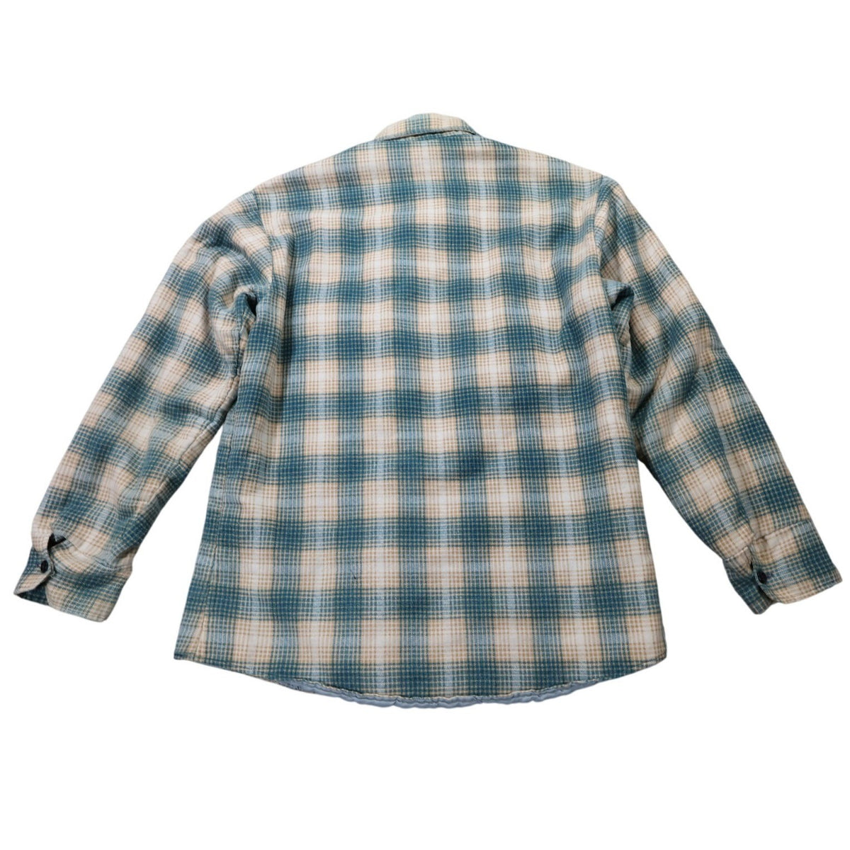 Sears Quilted Flannel Shirt Jacket Mens Medium Blue Plaid Excellent Vintage - take2supply
