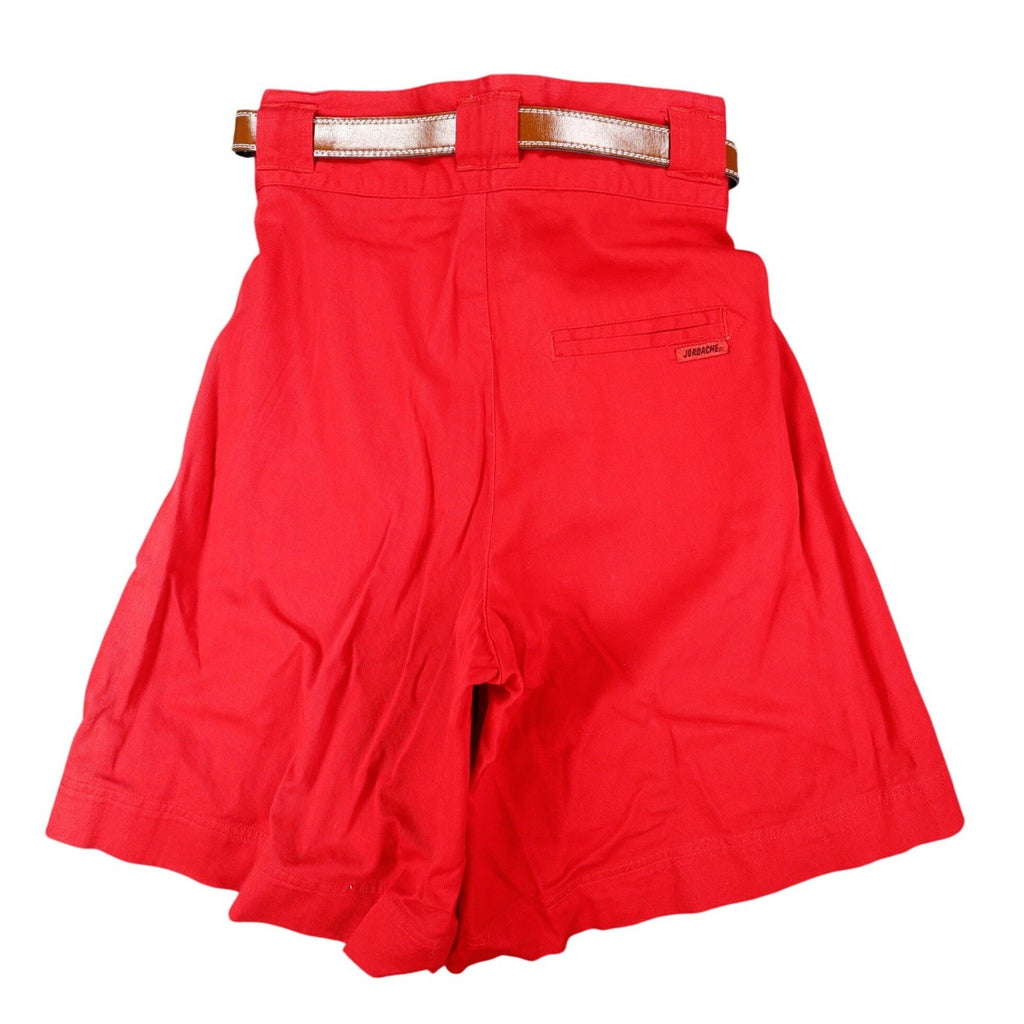 Jordache Pleated Shorts Womens 5/6 Vintage Red Cotton High Waist Western Belt - take2supply