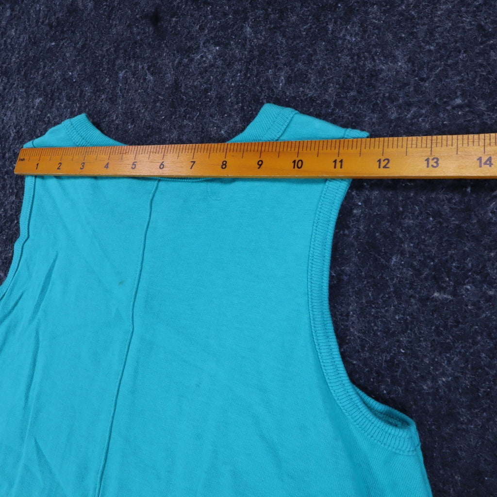Hang Ten Tank Top Womens XS Vintage 90s Teal Cotton A-Line Sleeveless USA Made - take2supply