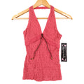 My Michelle Halter Top Womens Medium NWT Pink Cotton Smocked Y2K Boho - take2supply