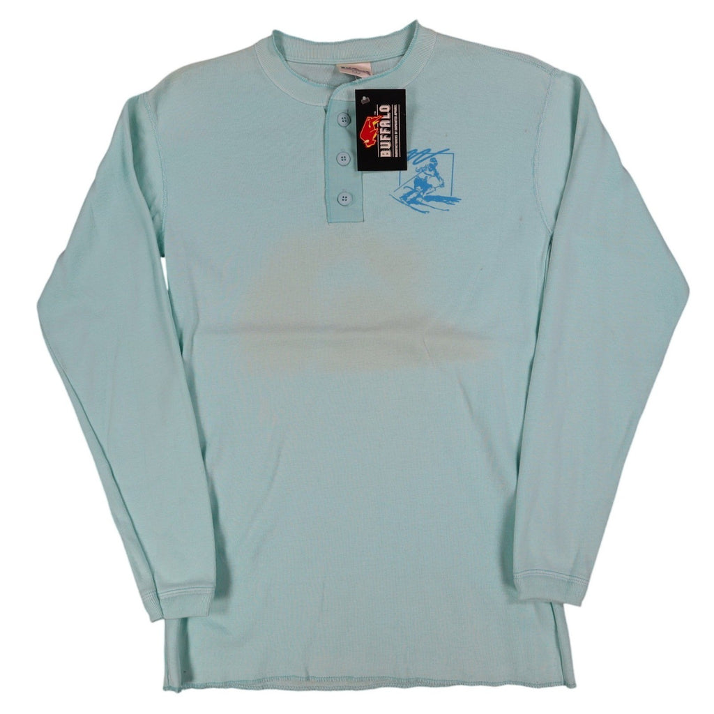 Buffalo Mens Large Vintage Henley Shirt Deadstock USA Made Mint Green Skier L - take2supply