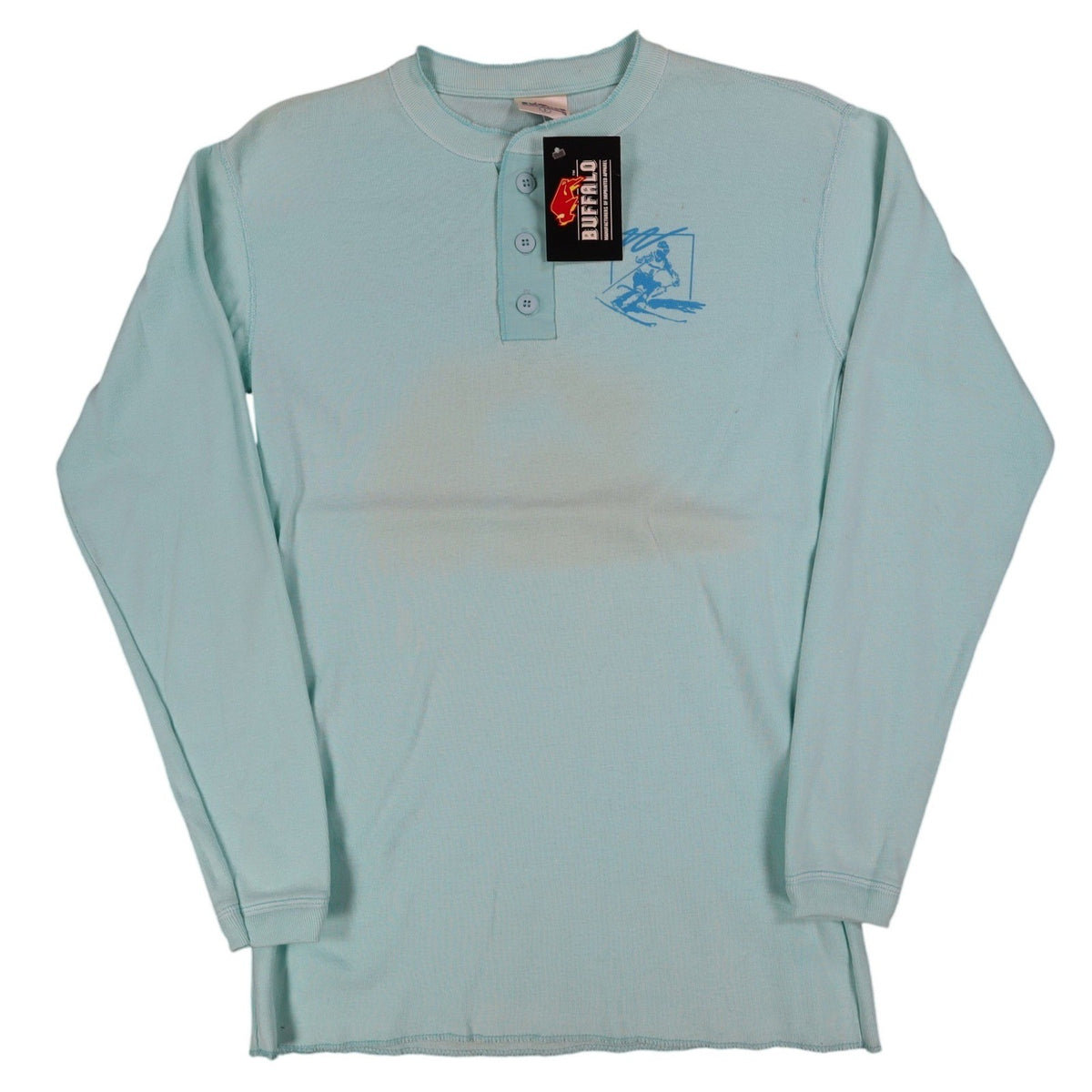 Buffalo Mens Large Vintage Henley Shirt Deadstock USA Made Mint Green Skier L - take2supply