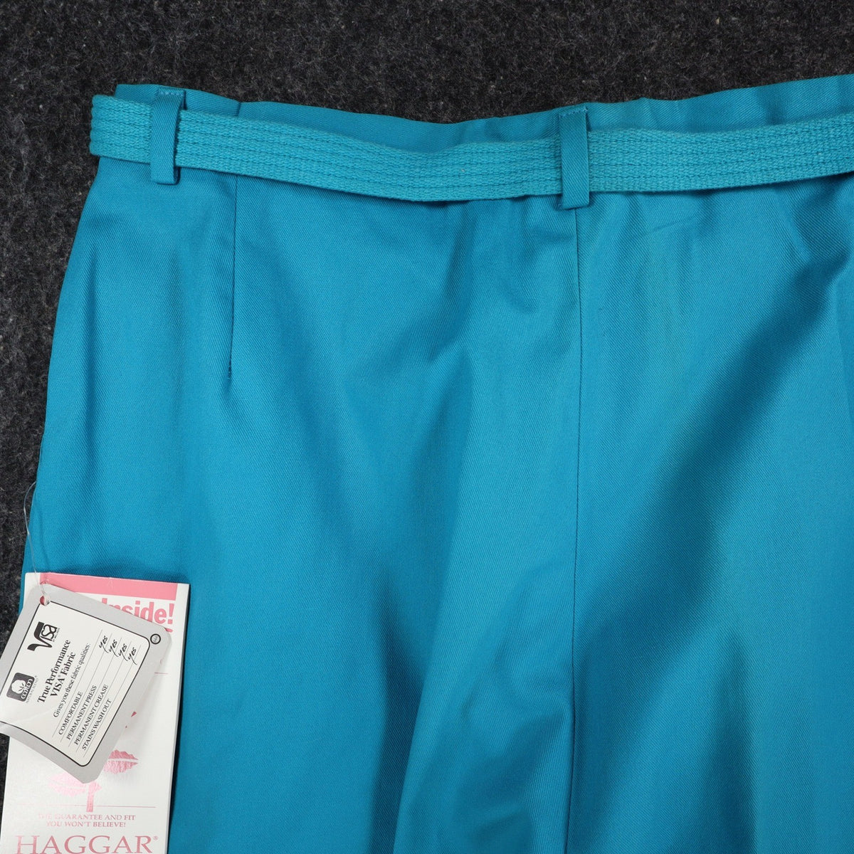 Haggar Classics Pants Womens 20 Turquoise Pleated Belted USA NWT Deadstock - take2supply